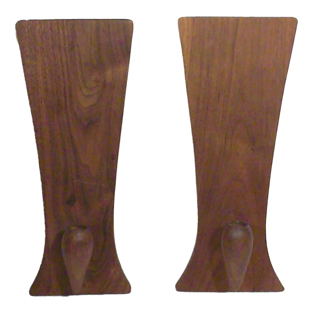 Mid-Century Sculptural Walnut Candle Sconces-A Pair